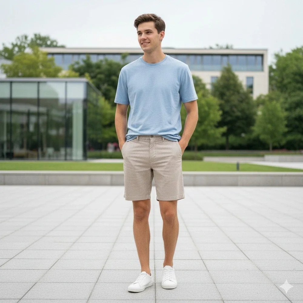 J. Crew‎ Striped Cotton Shorts Men's Tan Casual Pleated - Size 32
